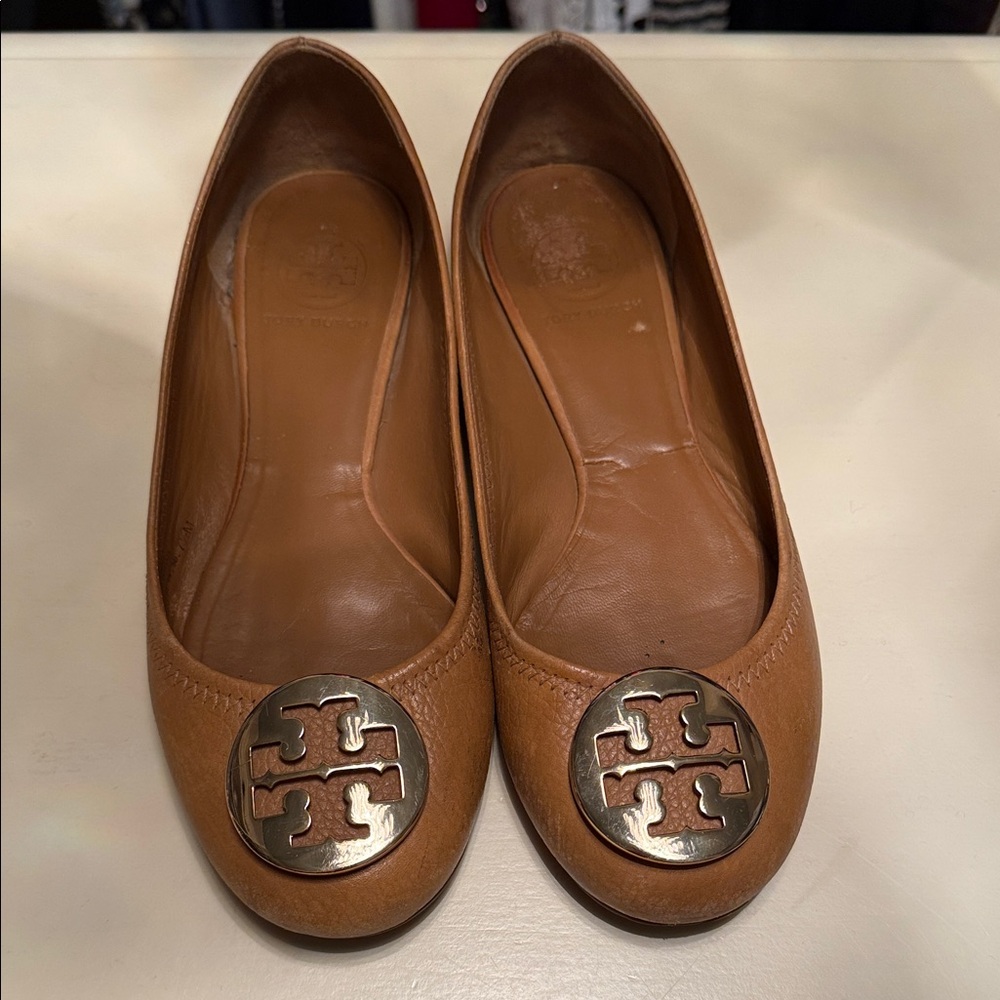 Tory Burch Brown Leather Ballet Flats